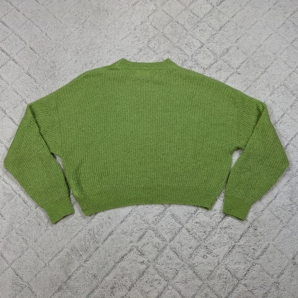 Wood Wood Sweater Women's S Green Light Tilda Mohair Knitted Boxy Rib Neck  - Picture 3 of 9